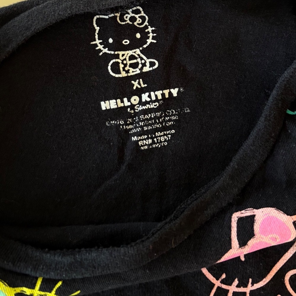 Y2K Hello Kitty Sanrio Neon Graphic T-Shirt Short Sleeve Baby Tee Scene #18 - Picture 3 of 5